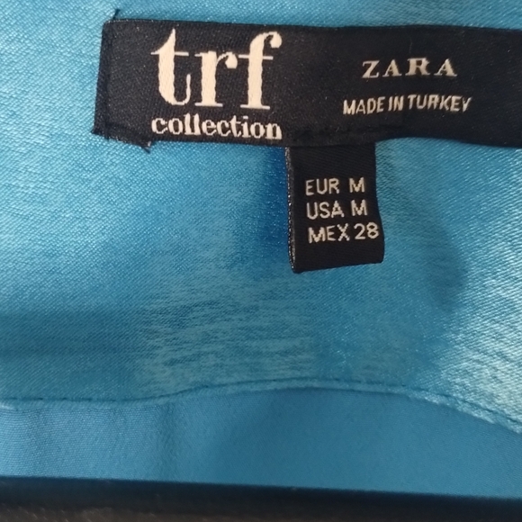 ZARA TRF Collection Floral Kimono Style Satin Robe Teal Blue Size M - Picture 7 of 9